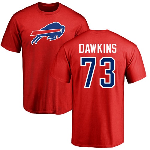 Men NFL Buffalo Bills #73 Dion Dawkins Red Name and Number Logo T Shirt->buffalo bills->NFL Jersey